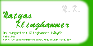 matyas klinghammer business card