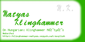 matyas klinghammer business card